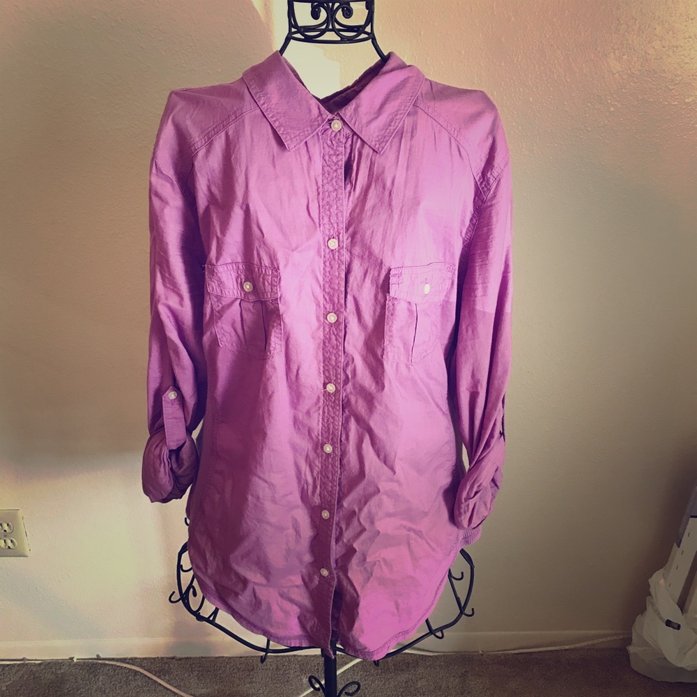 Purple button down shirt